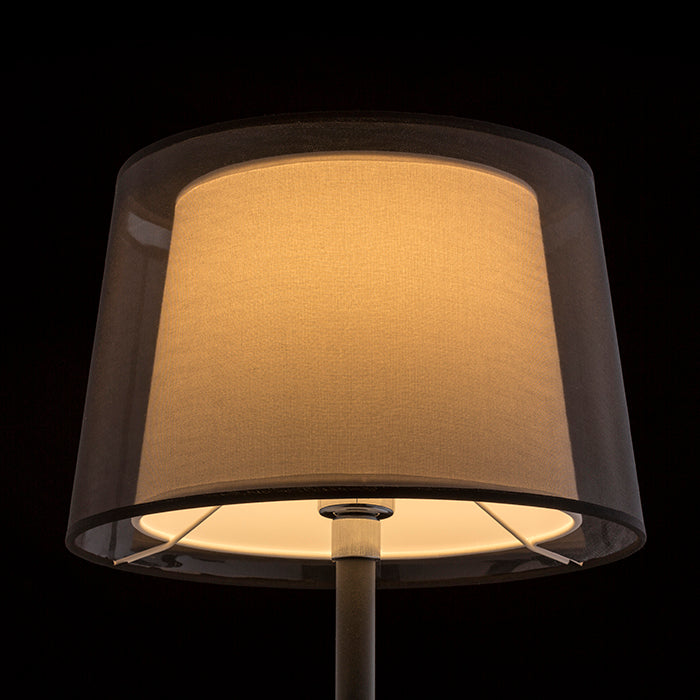 ESPLANADE de masă negru transparent/alb crom 230V LED E27 15W