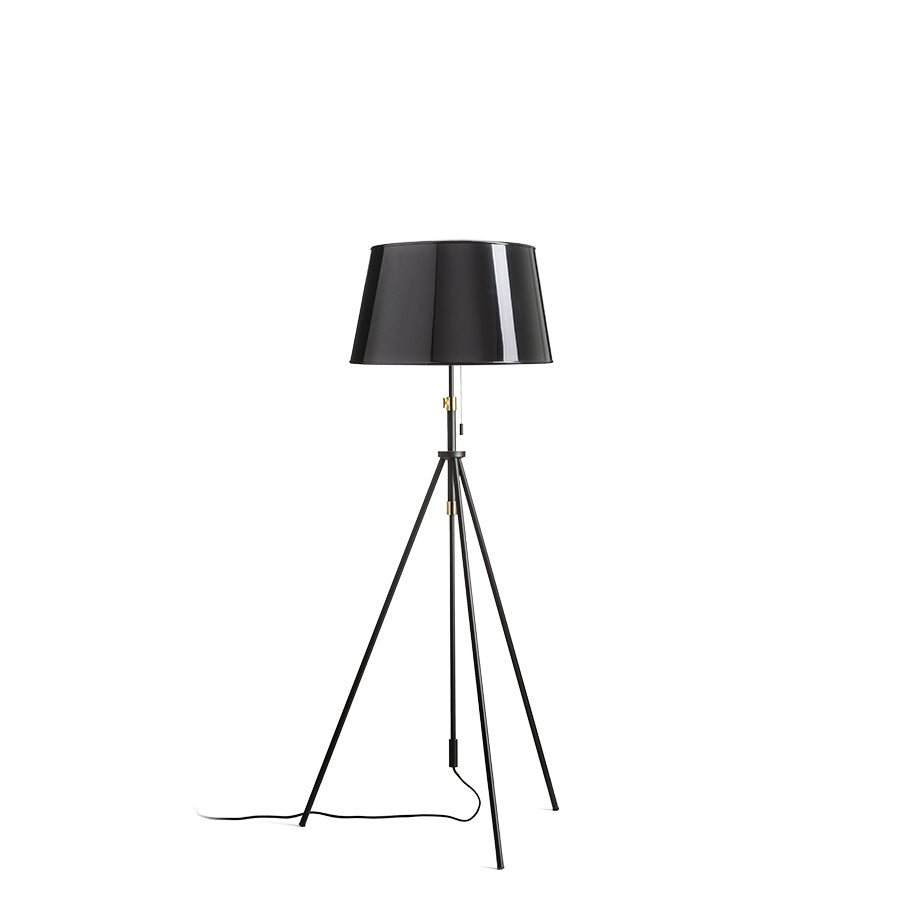 LUTON/RIDICK de podea negru lucios folie aurie/negru/metal 230V LED E27 15W