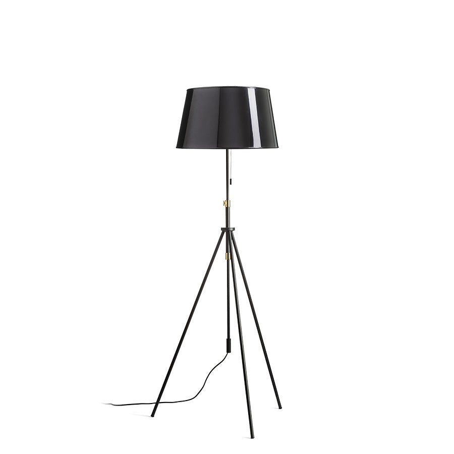 LUTON/RIDICK de podea negru lucios folie aurie/negru/metal 230V LED E27 15W
