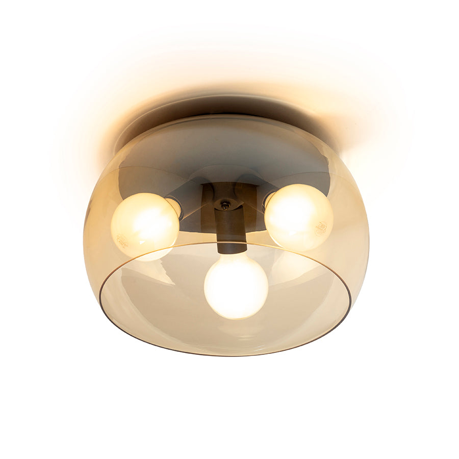 AMANDA de tavan negru mat sticlă chihlimbar 230V LED E27 3x15W