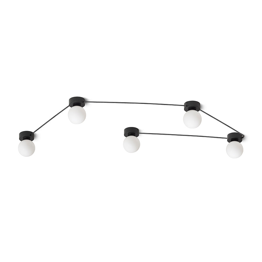 VELA V de tavan negru sticlă opal 230V LED G9 5x6W