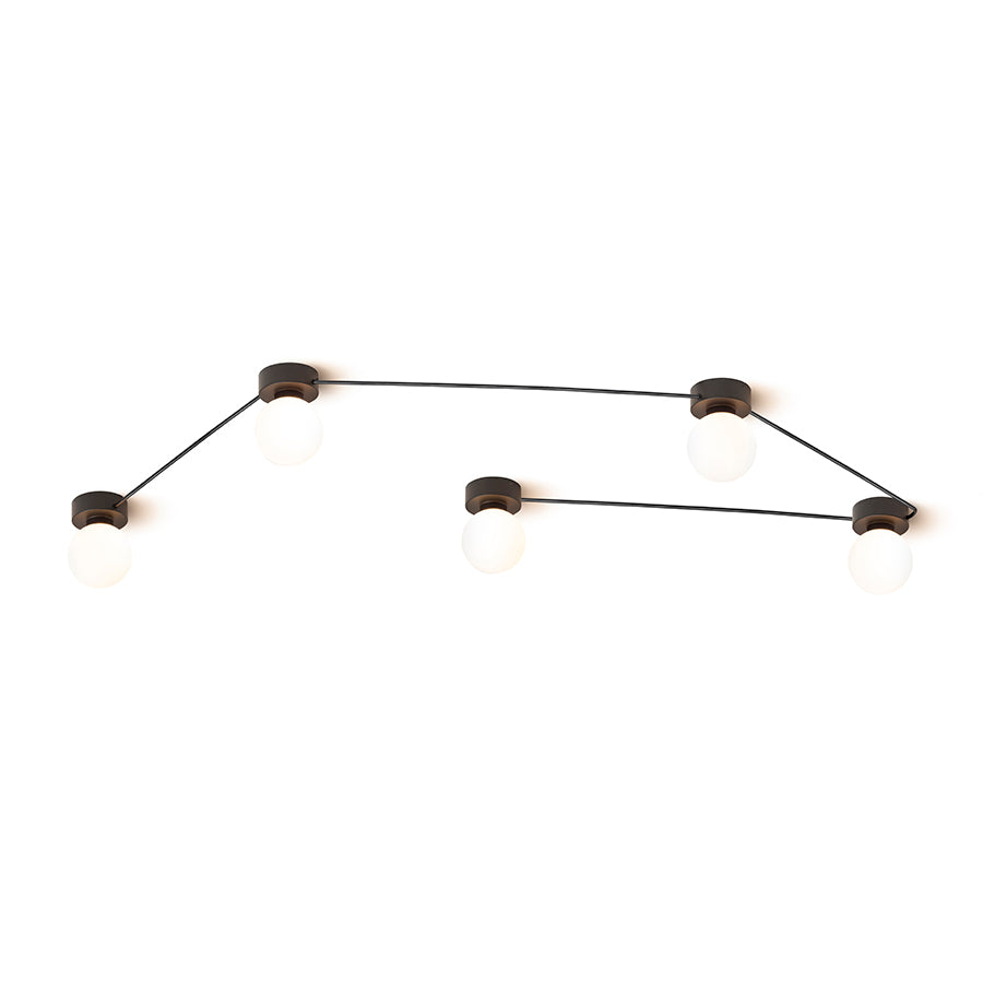 VELA V de tavan negru sticlă opal 230V LED G9 5x6W