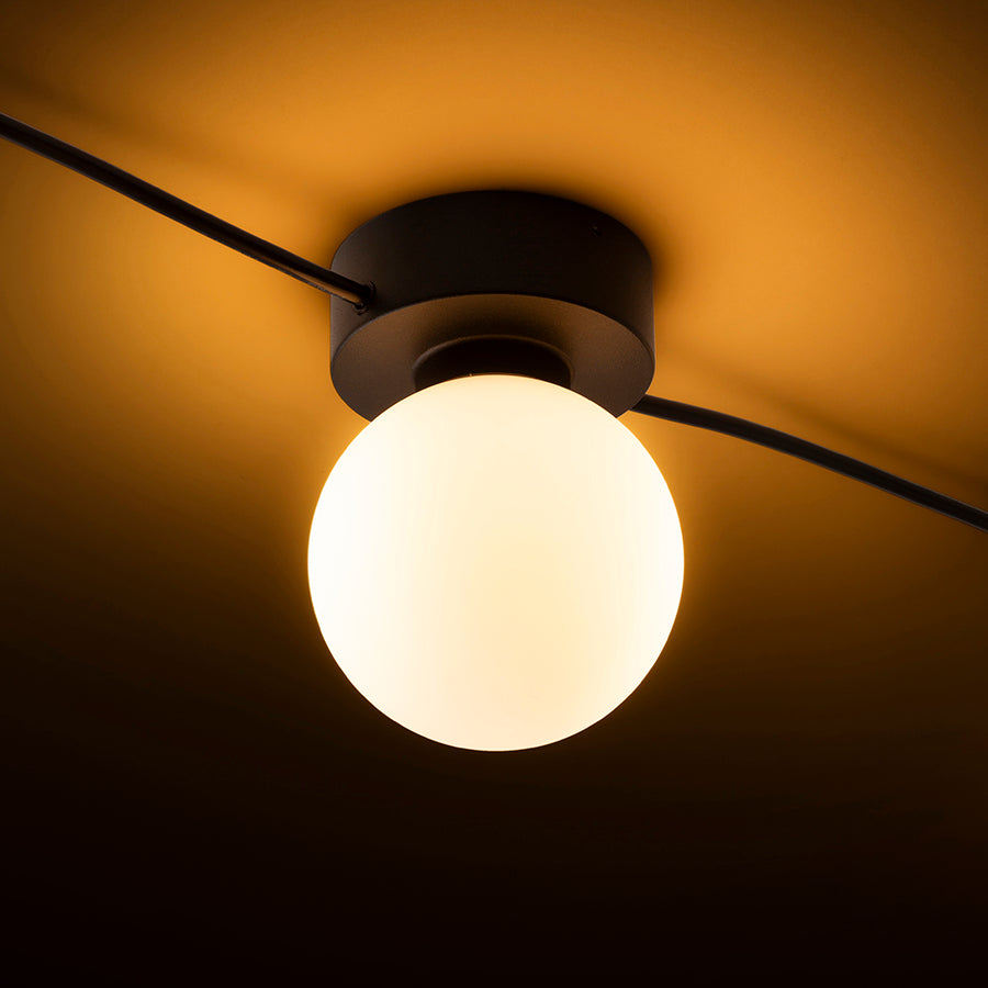 VELA V de tavan negru sticlă opal 230V LED G9 5x6W
