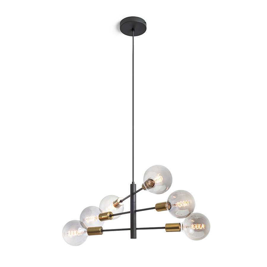 ARTEMIA 6 suspendat negru alamă pieptănat 230V LED E27 6x15W