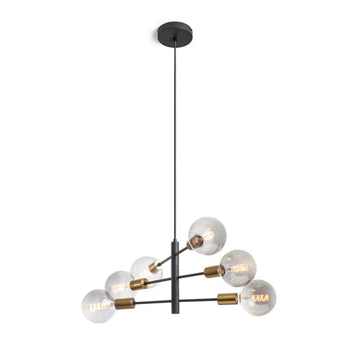 ARTEMIA 6 suspendat negru alamă pieptănat 230V LED E27 6x15W