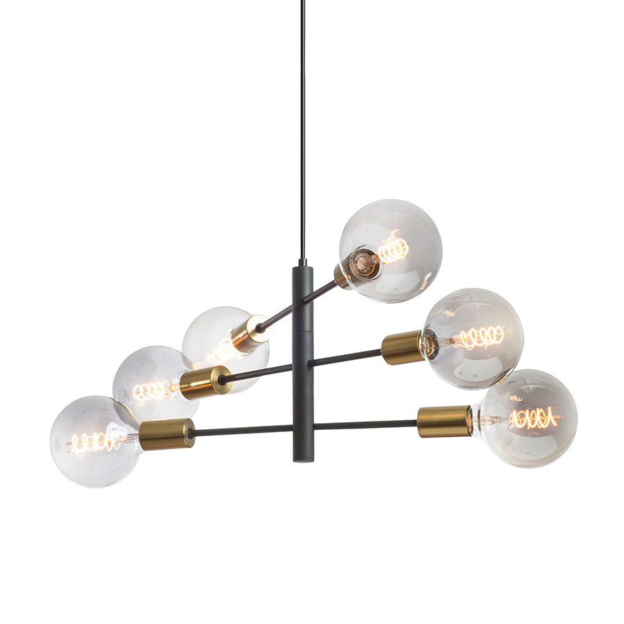 ARTEMIA 6 suspendat negru alamă pieptănat 230V LED E27 6x15W