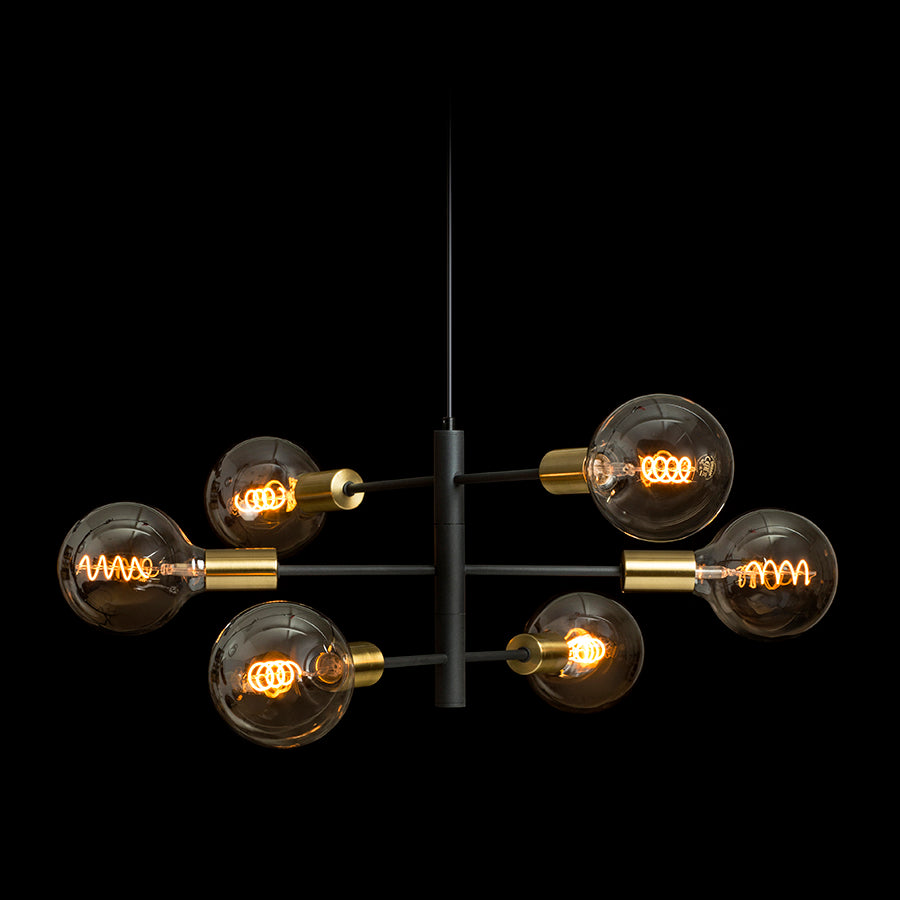 ARTEMIA 6 suspendat negru alamă pieptănat 230V LED E27 6x15W