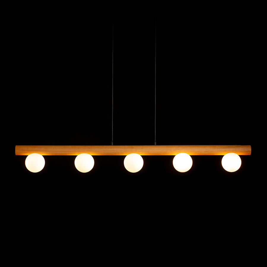 NOCTIS suspendat lemn/sticlă opal 230V LED G9 5x7W