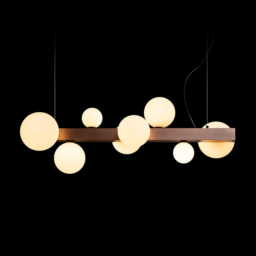 KASSANDRA suspendat sticlă opal/bronz pieptănat 230V G9 8x6W
