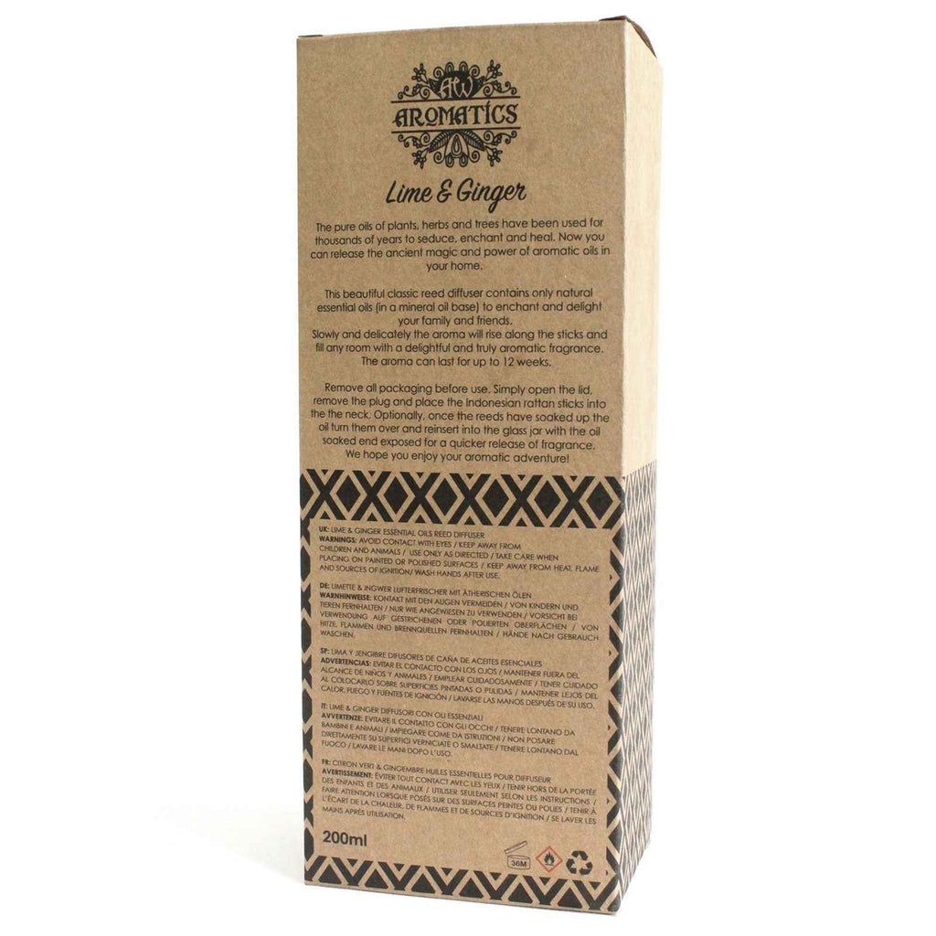 Difuzor cu Bețișoare din Uleiuri Esențiale de Lime & Ghimbir 200ml