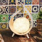 Lampă Naturală din Frunză de Cocos - Înfășurat Alb Spălat