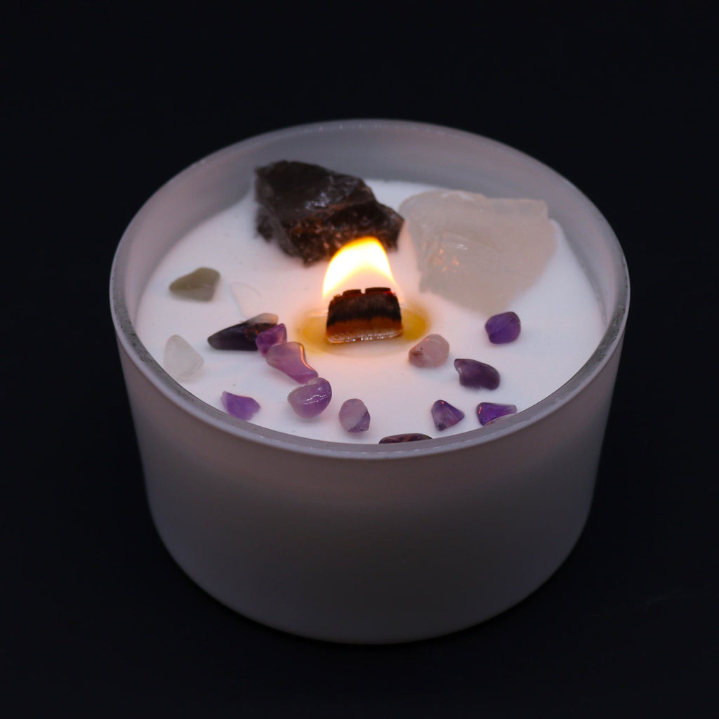 Lumânare cu Cristale Chakra | Chakra Coroanei amazio