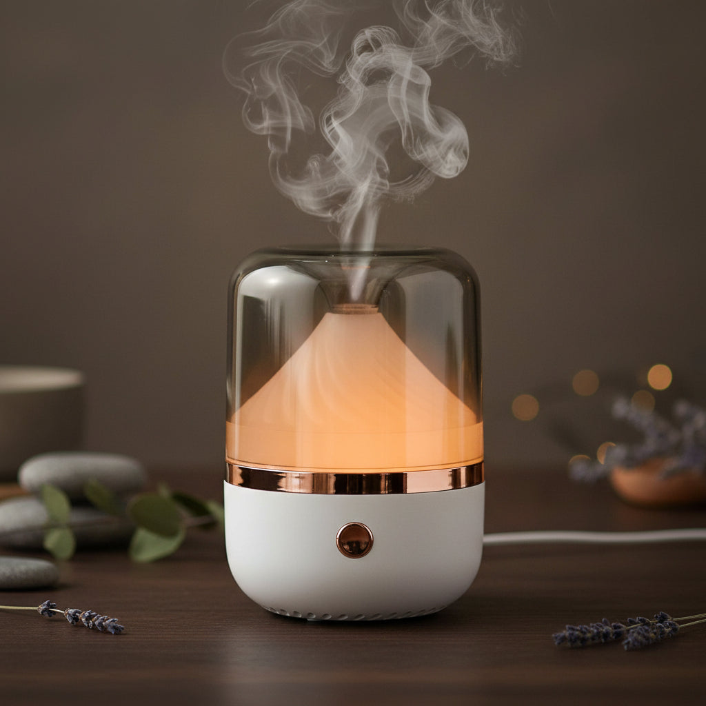 Difuzor Aromatic Urban Alb & Bronz - USB - Schimbare Culori