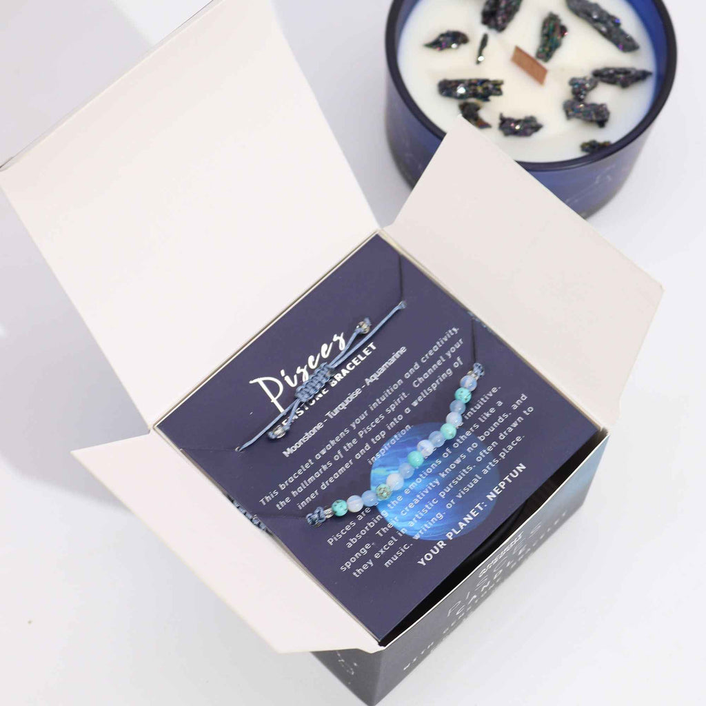 Lumanare Zodiac cu Cristale si Bratara - Pesti