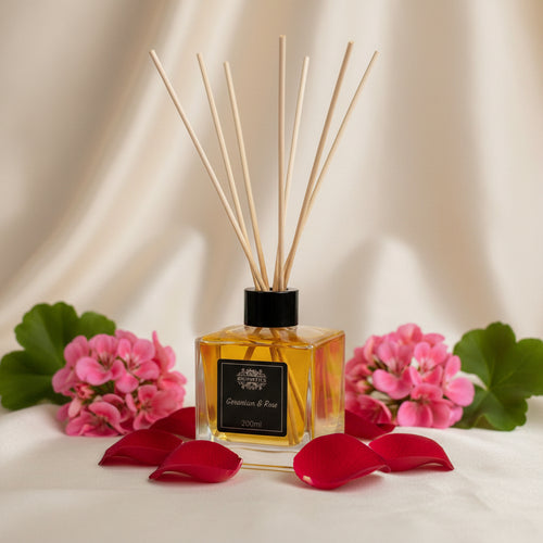 Difuzor cu Bețișoare 200ml | Geranium și Trandafir amazio