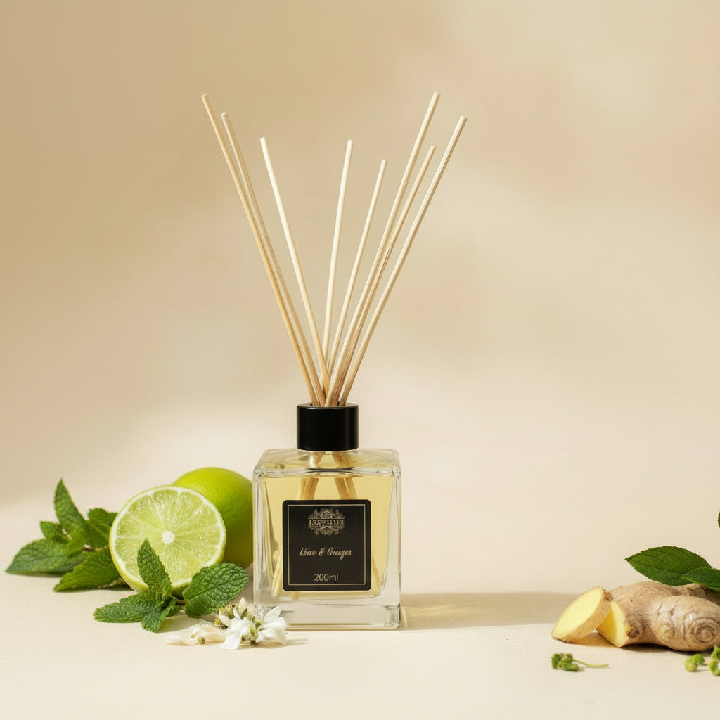 Difuzor cu Bețișoare 200ml | Lime și Ghimbir amazio