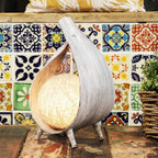 Lampă Naturală din Frunză de Cocos - Înfășurat Gri Spălat