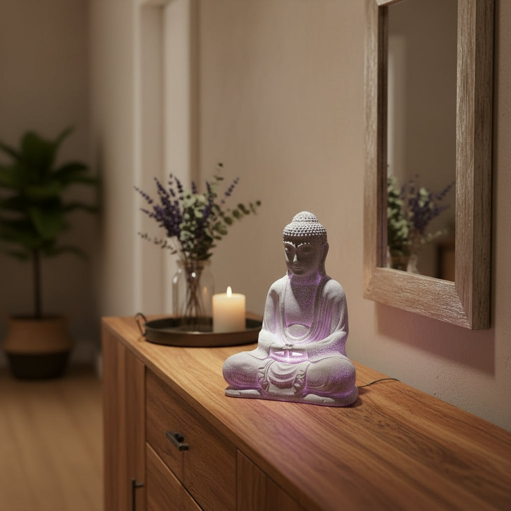 Lampă Meditație Buddha Lavandă Crăpată - Suport Oval