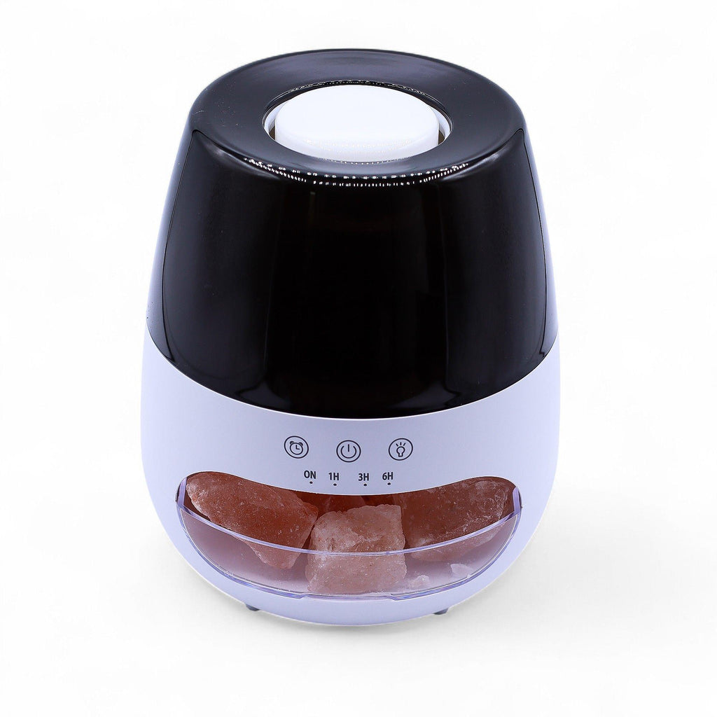 Difuzor Aromaterapie USB | Salt Stone – Efect Flacără, Alb amazio