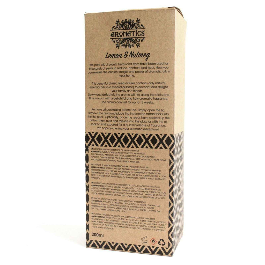 Difuzor cu Bețișoare din Uleiuri Esențiale de Lămâie & Nucșoară 200ml