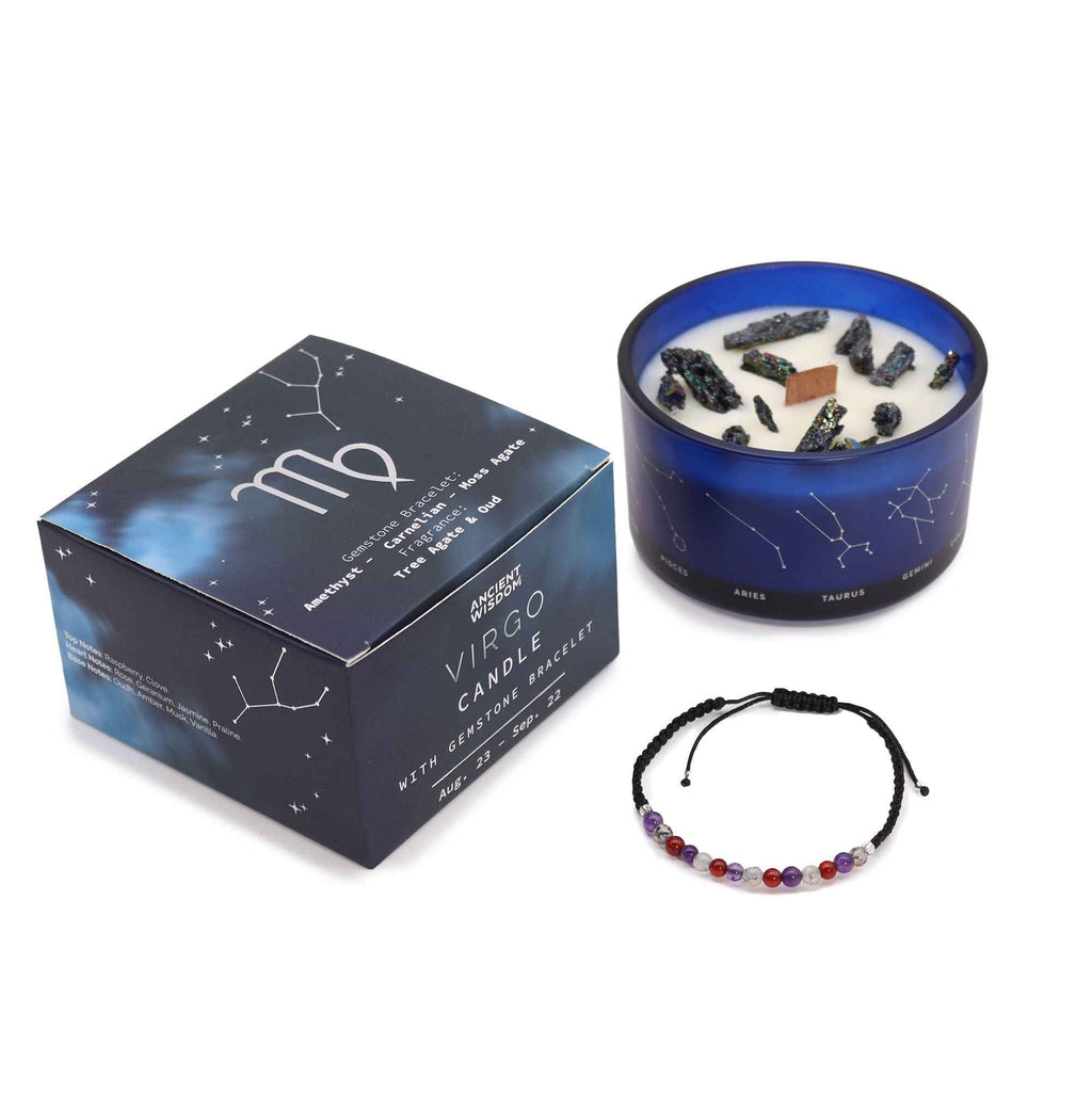 Lumanare Zodiac cu Cristale si Bratara - Fecioara